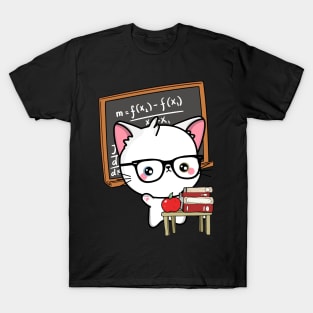 Funny White Cat is teaching T-Shirt